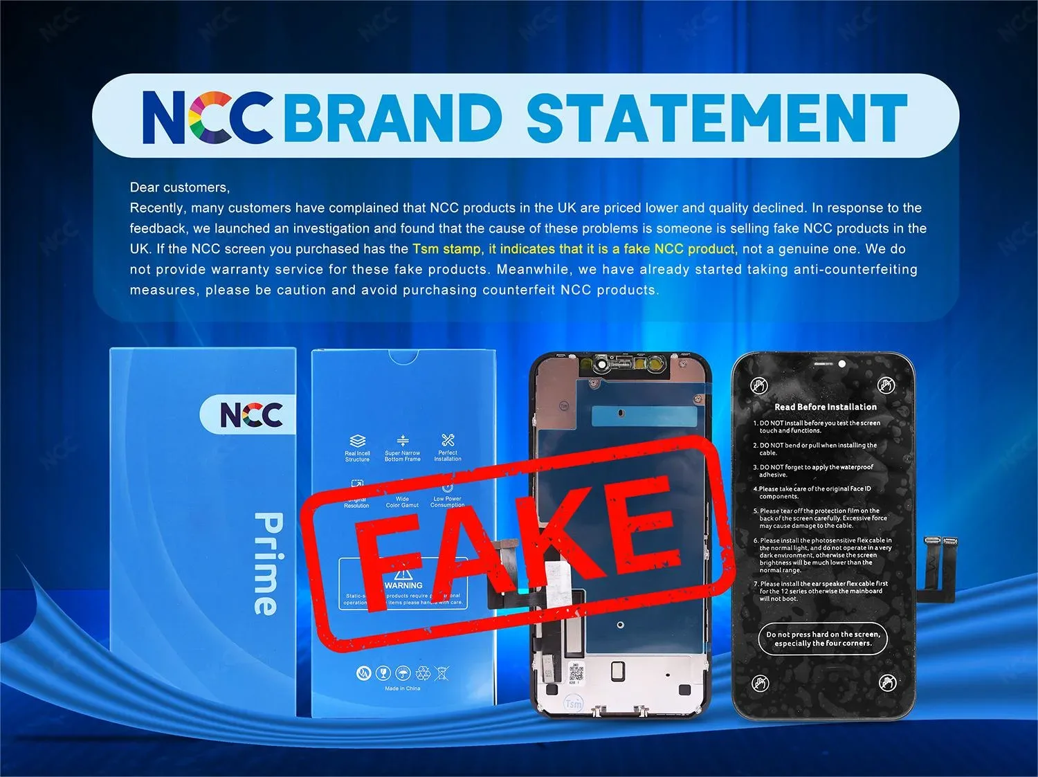 A Statement Against Counterfeit NCC Products